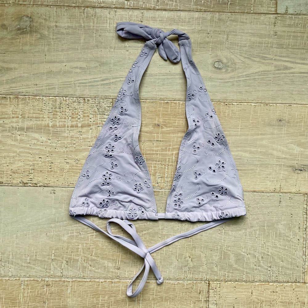 Blackbough Size Medium Lilac Eyelet Halter String Bikini Top Swimwear Beach